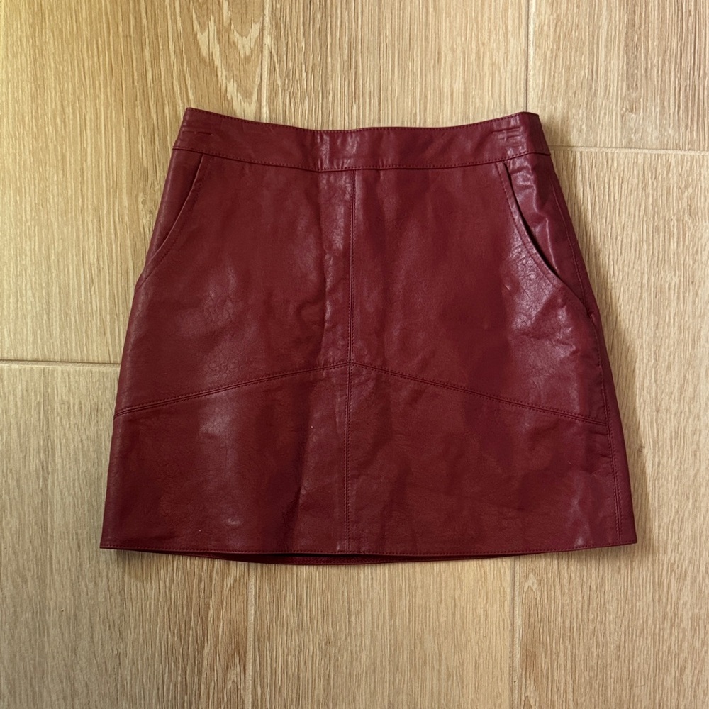 Lulu's Red Vegan Leather Mini Skirt